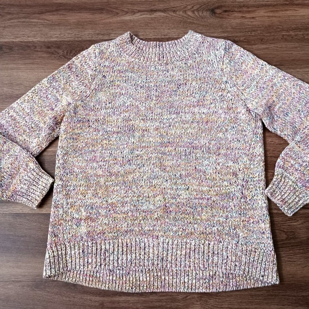 Loft Women's Sweater Size Medium Variegated Multi Color Cotton Blend